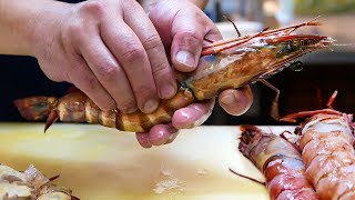 Japanese Street Food  GIANT TIGER SHRIMP Spicy Chili Prawns Japan Seafood [upl. by Natika]