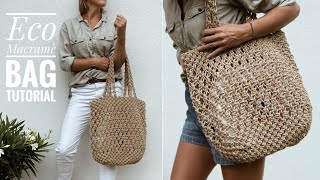 DIY Macrame Eco BagHow To Make A Macrame BagStep By StepTorba ze sznurkaTorba Z Makramy [upl. by Grimbly]