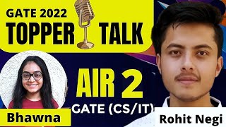 AIR2 GATE CSE  Bhawna Chelani  GATE CSE 2022 Honest Interview  Toppers Interview [upl. by Masry63]