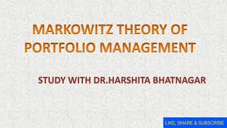 MPT  Markowitz Theory  Portfolio Analysis  Portfolio Management  Modern theory [upl. by Ahsilat]