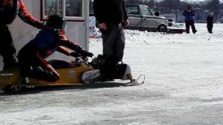 open mod 440 1305 mph nerdracing ice drag snowmobile nssr  Daughter in 2017 went 1377mph [upl. by Lledal]