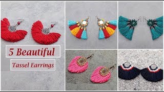 5 Handmade Tassel Earrings  How to Make Tassel Earrings At Home  DIY  Creationampyou [upl. by Thisbe]