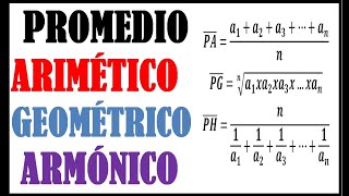 PROMEDIOS  PROMEDIO ARITMÉTICO GEOMÉTRICO ARMÓNICO Y PONDERADO [upl. by Aicila]