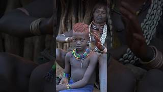 Hamer tribe beautifies her child shorts omovalley hairstyle [upl. by Adnolat146]