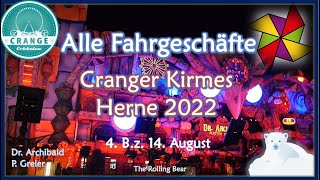 🎢 Alle Fahrgeschäfte Cranger Kirmes  Herne 2022 [upl. by Chesney]