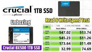 Crucial BX500 1TB SATA SSD Unboxing amp Actual Speed Test  Crucial SSD Read amp Write Speed Test [upl. by Lattie]