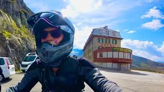 Swiss Passes by motorcycle Grimsel Furka amp Susten Triumph Scrambler 1200 [upl. by Steffin]