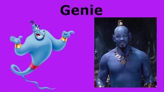 ALADDIN Characters in REAL LIFE 2019 Aladdin Cartoon vs NEW Aladdin 2019 Movie  Jasmine Genie Jafar [upl. by Pincince]