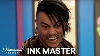 Stencil Free Stressful Inking  Freehand Elimination Tattoo  Ink Master Shop Wars Season 9 [upl. by Hudnut]