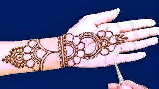 simple front hand mehndi design  easy new mehndi design  bridal Dulhan wedding mehndi  henna desi [upl. by Llertnov]