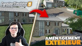 JE RÉAMÉNAGE TOTALEMENT LEXTÉRIEUR DUN MAISON MODERNE SUR FARMING SIMULATOR 19 [upl. by Anairuy626]