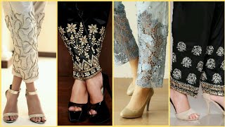 Classy and Sleek Embroidered TrousersCigarette Pants  Latest Trousers Designs [upl. by Trudnak263]