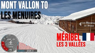 4K Skiing Mont Vallon to Les Menuires  Morning Run Méribel Les3Vallées France GoPro HERO11 [upl. by Ariday]