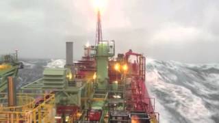 FPSO BW Athena  Huge high sea storm [upl. by Eatnohs]