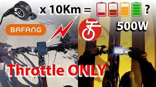 Tongsheng 10 Km THROTTLE ONLY  Bafang Comparison Battery consumption for TSDZ2 500W Middrive kit [upl. by Hildy]