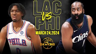 Los Angeles Clippers vs Philadelphia 76ers Full Game Highlights  March 24 2024  FreeDawkins [upl. by Melisa]