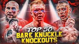 Top 50 Most Brutal Bare Knuckle Knockouts Ever  Top Dog BKFC Bare Knuckle Boxing [upl. by Joaquin644]