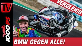 BMW S 1000 RR 2019 im Vergleich mit Vorgänger Panigale V4 R1 Aprilia und Co [upl. by Ahsinal]