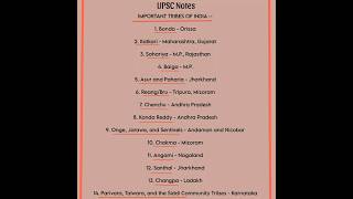 UPSC Notes  IMPORTANT TRIBES OF INDIA  For All Competitive Exams shorts ias [upl. by Carrick]