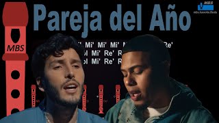 Pareja del Año Sebastián Yatra Myke Towers Flauta Dulce Cover By MBS Con Notas Tipo Karaoke [upl. by Aikal]