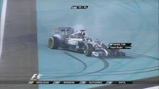 Hamilton And Button BurnoutDonuts F1 Abu Dhabi 2014 [upl. by Ebbarta]