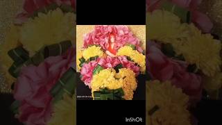 Flower with leaf garland making at home for God  easy flower string method garland [upl. by Akenaj]