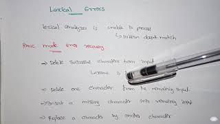 Compiler Design Lec  07 Lexical Errors by Deeba Kannan [upl. by Acsisnarf321]