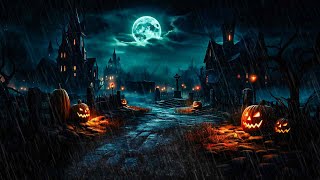 Spooky Halloween Ambience On Rainy Night  Spooky Sounds Heavy Rain And Thunder Sounds 🎃 [upl. by Drugge]