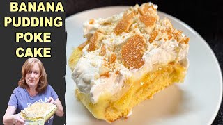 Banana Pudding Poke Cake  An Easy Recipe using Box Cake Mix [upl. by Ahselrak309]