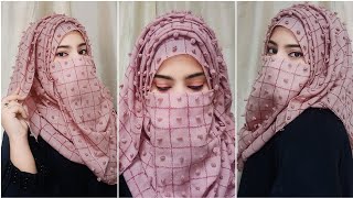 Layered Hijab with Niqab  Ramadan Special Hijab Tutorial  Full Coverage Hijab  Hijab Tutorial [upl. by Nohsal519]