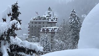 St Moritz heavy snowfall walk 2024 ❄️ 4K winter snow walking tour 🇨🇭 Switzerland [upl. by Halvaard]