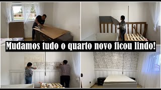 QUE MUDANÇA O QUARTO FICOU LINDO😍 Cabeceira gastando pouco TRASFORMAÇÃO NA CASA NOVA EM PORTUGAL [upl. by Udele]