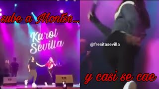 Karol Sevilla casi se cae y logra que Montse suba al escenario [upl. by Ancelin]