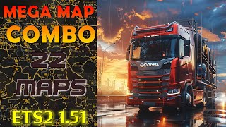 Mega Map Combo for ETS2 151 with Promods Roex Eurafrica Poland Rebuilding and others 22 Maps [upl. by Borries]