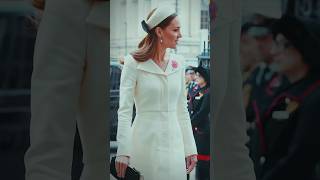 Catherine in a white coat dress with a matching hat Anzac Day service at Westminster Abbey in 2022 [upl. by Anglo273]