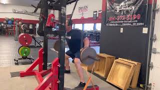 Cambered Bar Squat w Bands [upl. by Nigrom]