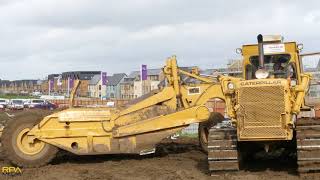 Classic Caterpillar D8K and 463 towed scrapers stripping top soil [upl. by Koblas]