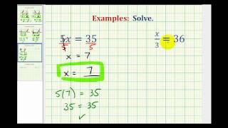 Ex Solve One Step Equations By Mult and Div Whole Numbers Variable on Left [upl. by Karel]