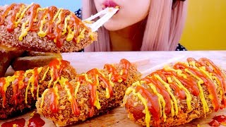 ASMR Mozzarella Corn Dog  Crunchy Soft Eating Sounds 먹방 [upl. by Ahtabbat]