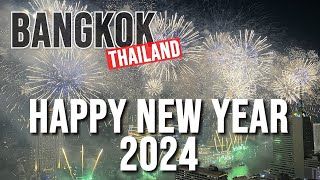 4K 🇹🇭 HAPPY NEW YEAR 2024 Fireworks over iconic Bangkok skyline  ICONSIAM [upl. by Sicard226]