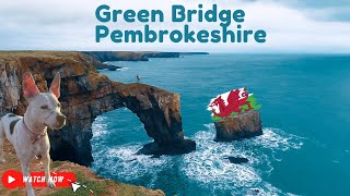 DJI Drone The Green Bridge of Wales Pembrokeshire Paddleboarding kayak and climbing location [upl. by Waterer]