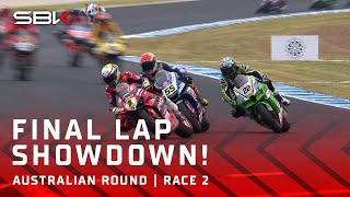 EPIC FINAL LAP⚔️ Lowes vs Bautista vs Locatelli on Race 2s last lap 🤯  2024 AustralianWorldSBK 🇦🇺 [upl. by Warram478]