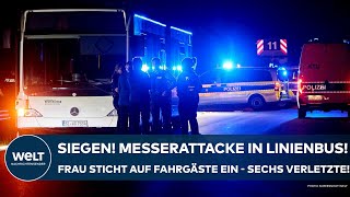 SIEGEN Messerattacke in Linienbus Frau sticht auf Fahrgäste ein  sechs Verletzte [upl. by Aisac292]