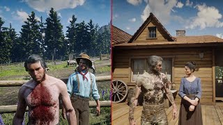 Reactions to John Being Covered in Blood and Mud  Friends amp Family  RDR2 [upl. by Ycrad]