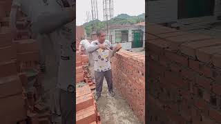 Red brick wall construction process [upl. by Ynnoj449]