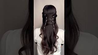 Cute easy hairstyles for medium long hair 🤍✨ hairstyles hairtok hair explorepage shorts [upl. by Adamo]