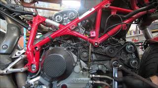 Ducati Testastretta 749 998 999 Timing belt replacement [upl. by Cichocki939]