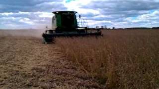 Combining soybeans with new Harvestmore head [upl. by Oulman286]