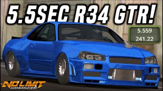 FASTEST Skyline R34 GTR Tune  55 ¼Mile  No Limit Drag Racing 20 199 [upl. by Katonah]