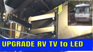 REMOVE RV TUBE TV  REPLACE with LED FLAT SCREEN  MOTORHOME TV RV UPGRADE [upl. by Lehcyar]